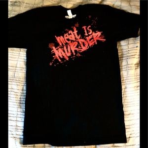 Meat Is Murder Tshirt mens sz S by PETA 2 VEGAN show your Love For Animals NEW